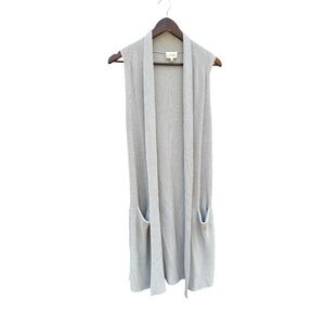 WILFRED XS gray knit long pocketed vest back split